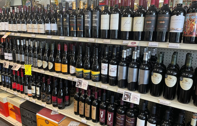 Premium red wine section at woodys liquor